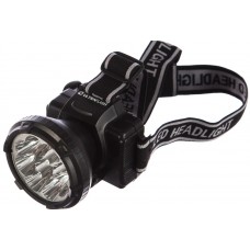 Фонарь LED5363-19F4налоб/метал 2 реж. черный 220В, 9LED пласт.бокс  Camelion